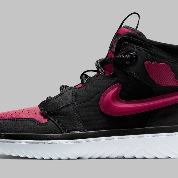 NIKE MEN'S AIR JORDAN 1 HIGH REACT NOBLE RED BLACK - Picture 4 of 6